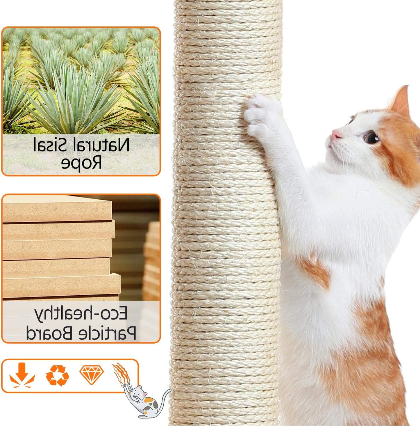 Modern Cat Tree with Warm Condo & Basket - 34" Tall Cat Tower with Scratching Posts, Fluffy Bed & Large Platform for Indoor Cats & Kittens