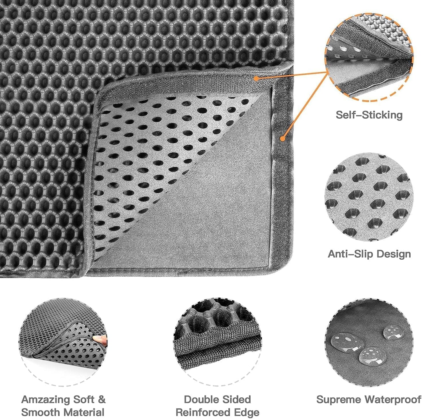 Double-Layer Cat Litter Mat with Honeycomb Design - 30x24 Inch Waterproof Tray, Traps Litter & Prevents Mess, Easy Clean