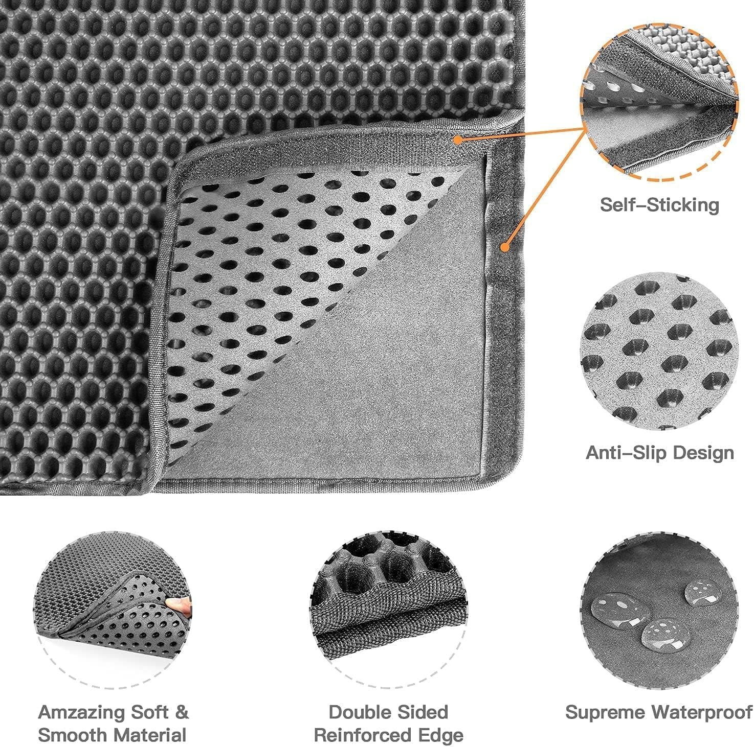 Double-Layer Cat Litter Mat with Honeycomb Design - 30x24 Inch Waterproof Tray, Traps Litter & Prevents Mess, Easy Clean