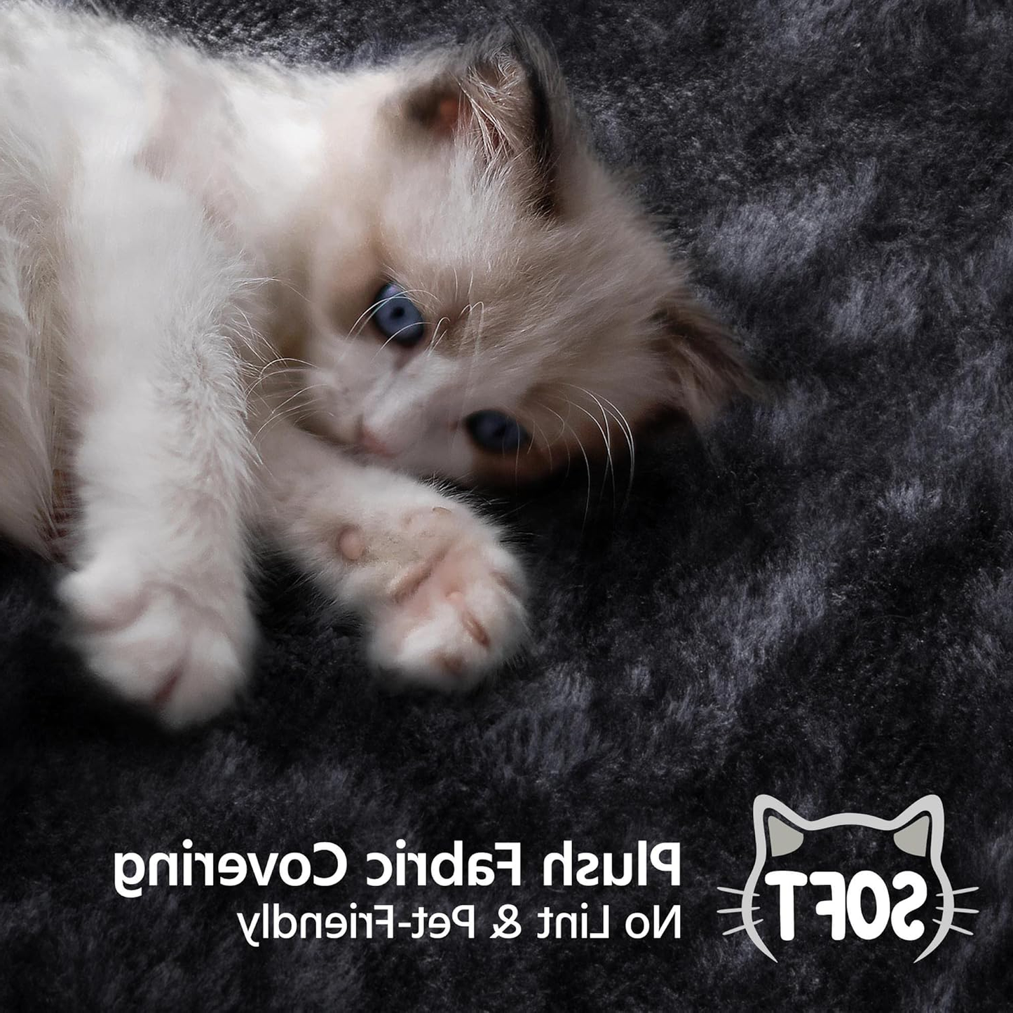 Modern Cat Tree with Warm Condo & Basket - 34" Tall Cat Tower with Scratching Posts, Fluffy Bed & Large Platform for Indoor Cats & Kittens