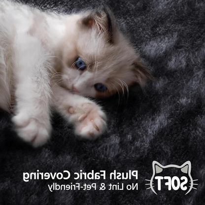 Modern Cat Tree with Warm Condo & Basket - 34" Tall Cat Tower with Scratching Posts, Fluffy Bed & Large Platform for Indoor Cats & Kittens