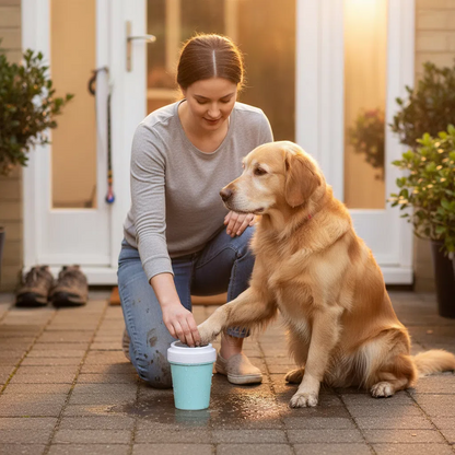 Muddy Paw Cleaner Cup - Silicone Dog Paw Washer with Massaging Bristles for Small & Medium Pets | Easy to Use & Clean, Quick-Dry Design