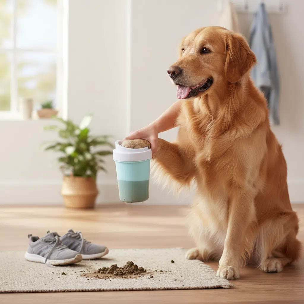 Muddy Paw Cleaner Cup - Silicone Dog Paw Washer with Massaging Bristles for Small & Medium Pets | Easy to Use & Clean, Quick-Dry Design