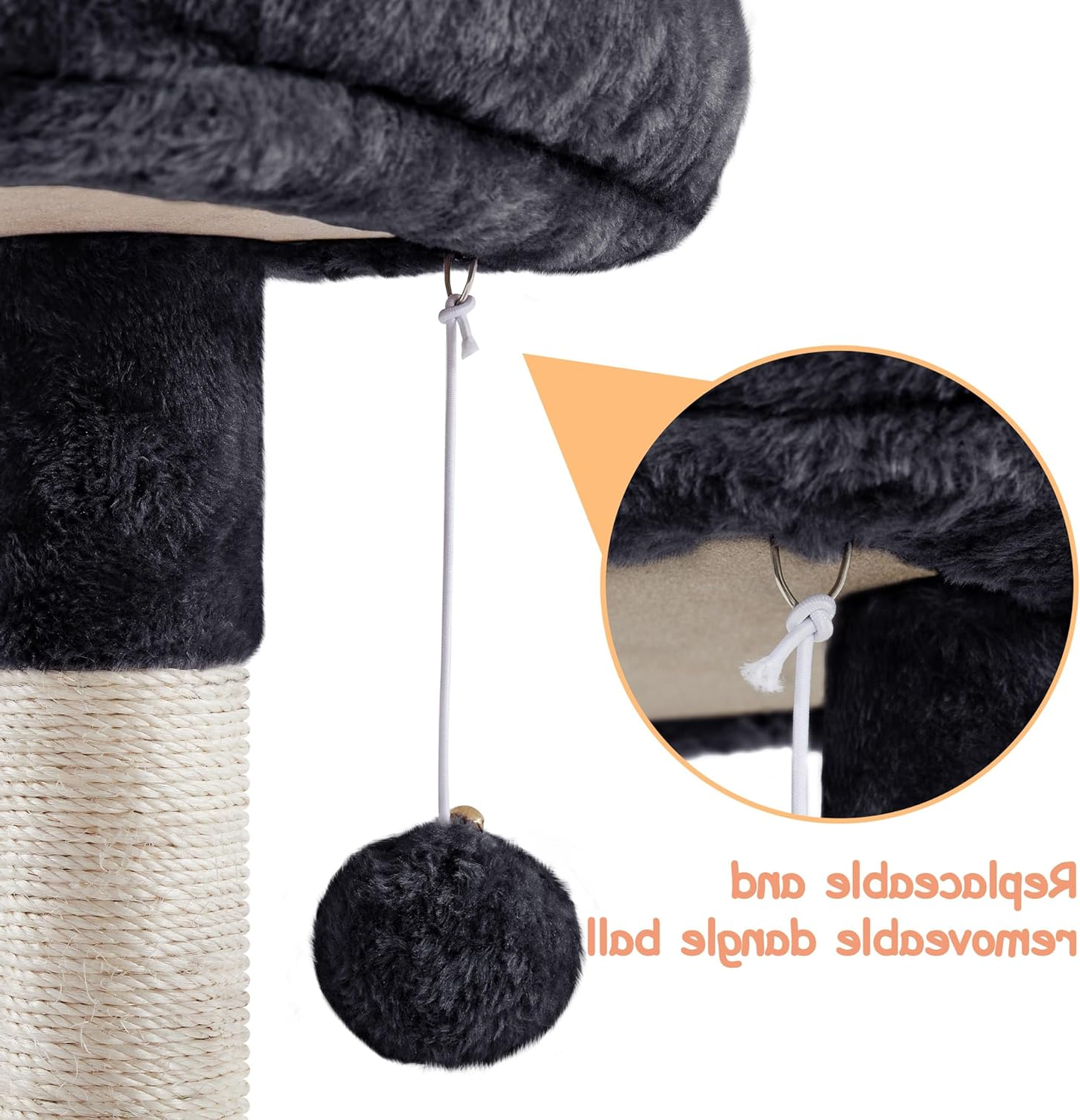 Modern Cat Tree with Warm Condo & Basket - 34" Tall Cat Tower with Scratching Posts, Fluffy Bed & Large Platform for Indoor Cats & Kittens