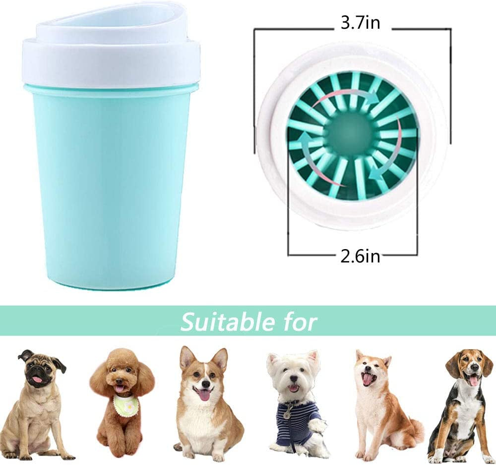 Muddy Paw Cleaner Cup - Silicone Dog Paw Washer with Massaging Bristles for Small & Medium Pets | Easy to Use & Clean, Quick-Dry Design