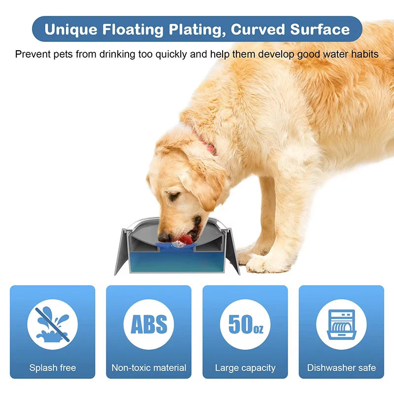 PawandPets© Pet Water Fountain with Floating Plates| No Spill Dog Water Bowl
