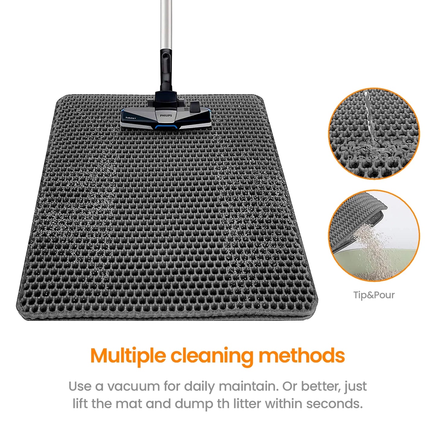 Double-Layer Cat Litter Mat with Honeycomb Design - 30x24 Inch Waterproof Tray, Traps Litter & Prevents Mess, Easy Clean
